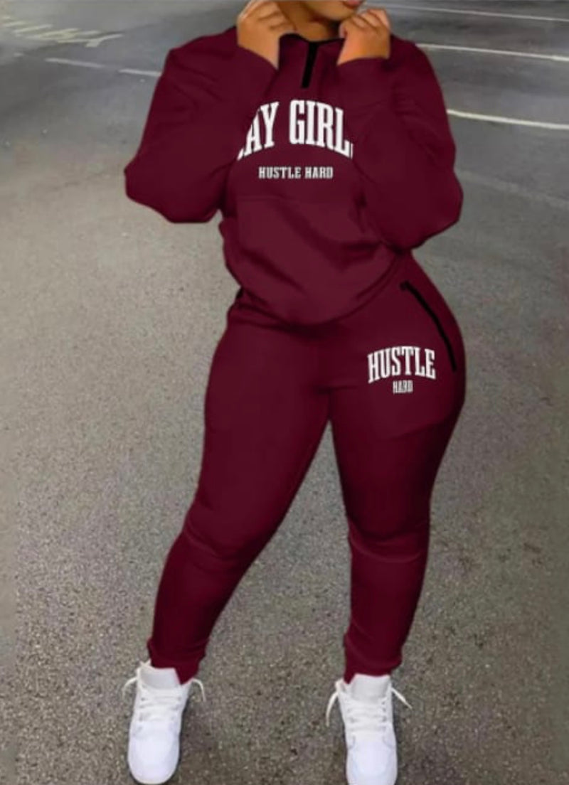 Burgundy Jogger Set