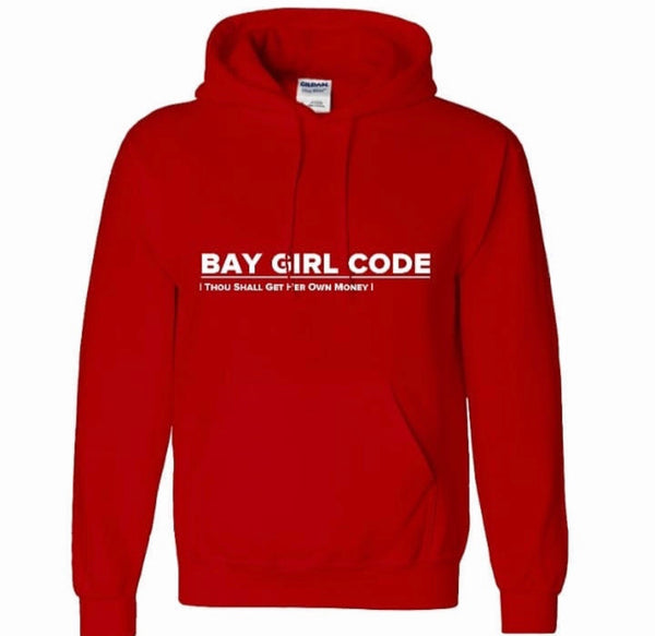 Red n white Bay Girl Code Hoodie